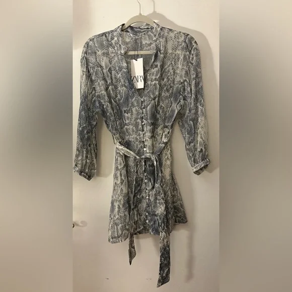 Nwt-Zara- METALLIC THREAD ANIMAL PRINT DRESS-Small - Picture 4 of 6